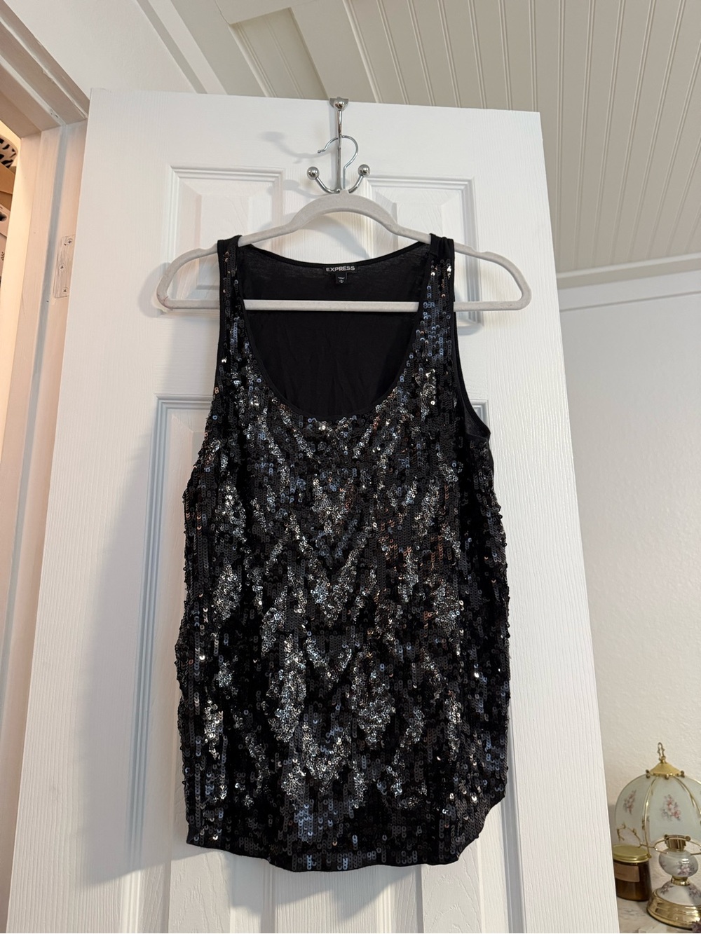 Express Black Sequin Tank Top